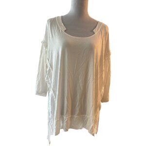 POL women's white oversized open sides 3/4 sleeve tunic sz‎ M fits up to XL NWOT